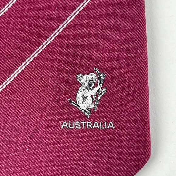 Australia Mens Tie Red Koala Striped - Picture 3 of 6